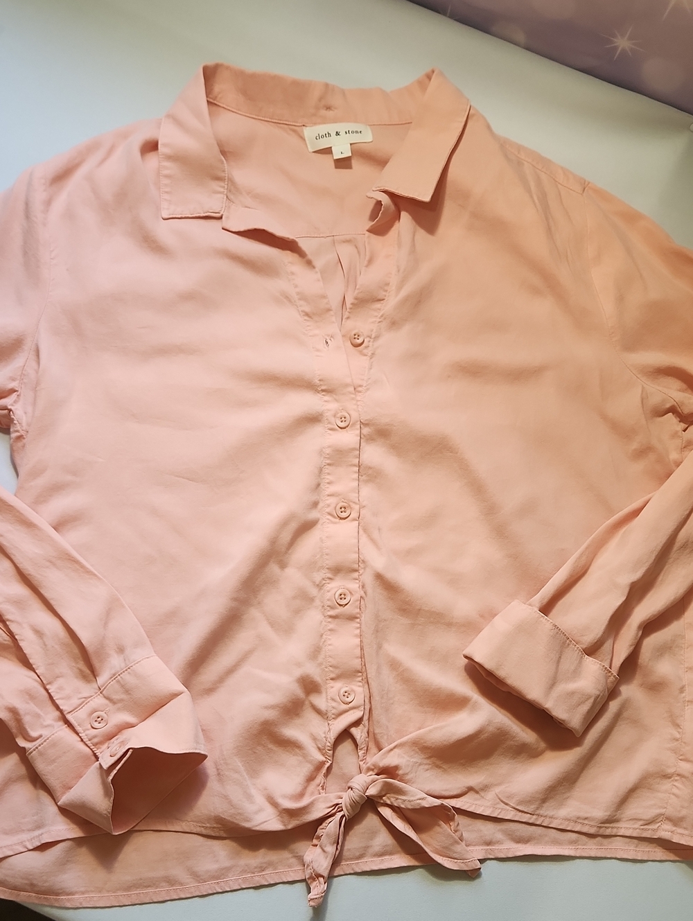 cloth & stone Blush Pink Button-Front Tie Hem Shirt